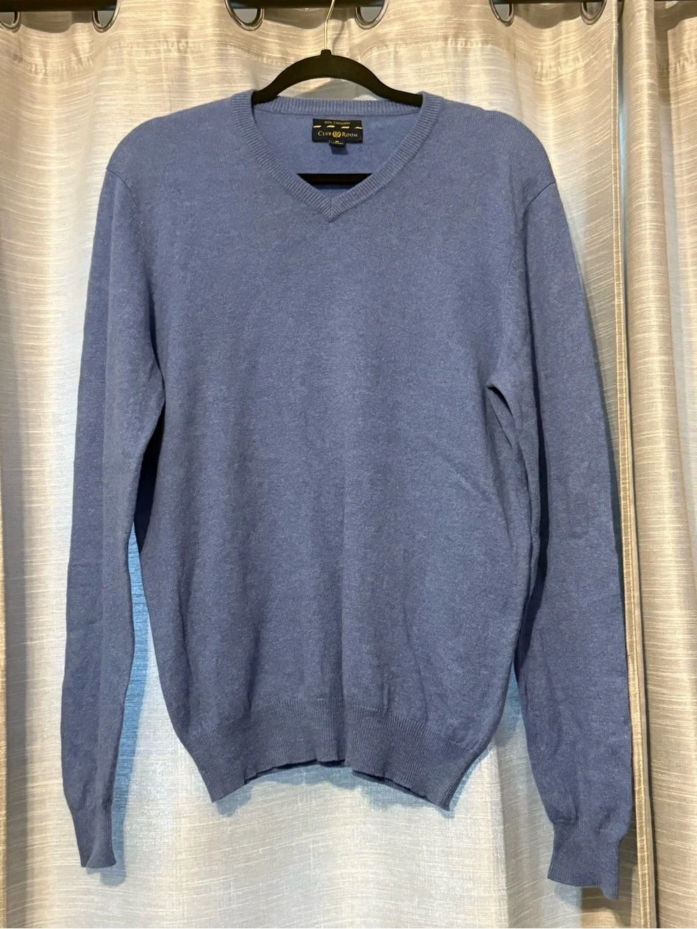 Club Room Men's V-Neck 100% Cashmere Sweater 2 Ply Light Blue Size M NWOT